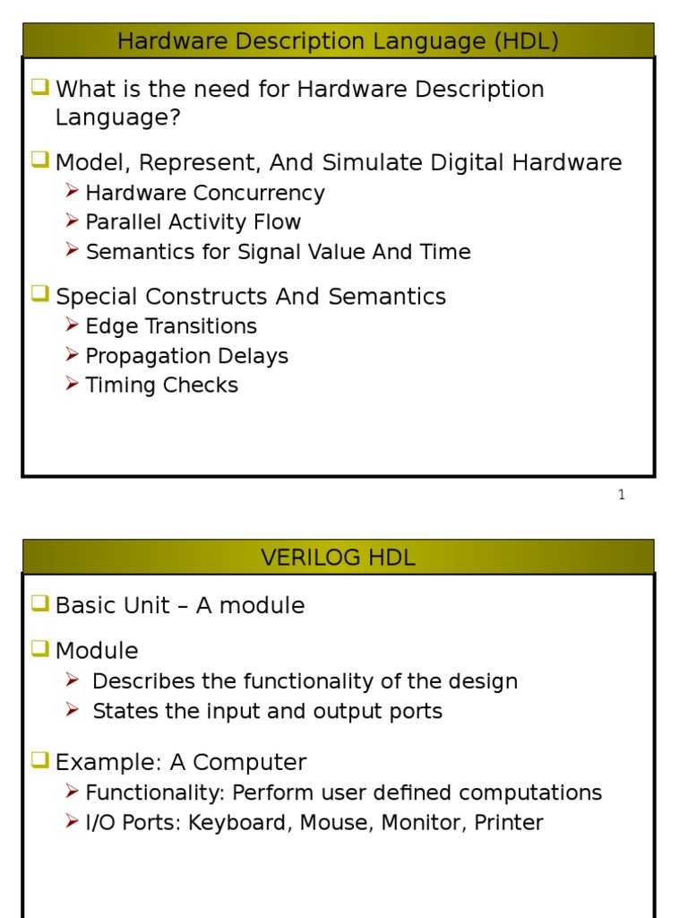 Verilog HDL: Modeling Digital Hardware | PDF | Hardware Description ...