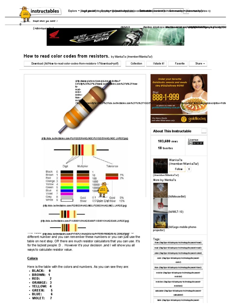 Reading Resistor Color Codes Guide | PDF | Resistor | Brown