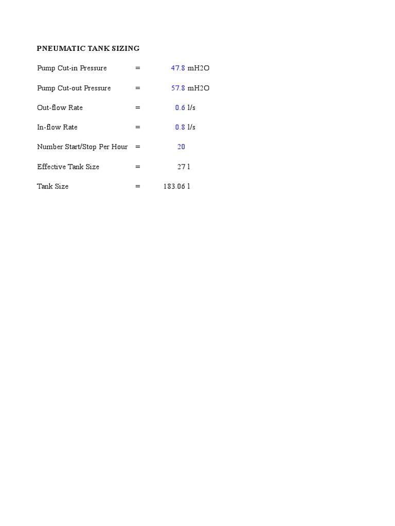 Pneumatic Tank Sizing Guide | PDF