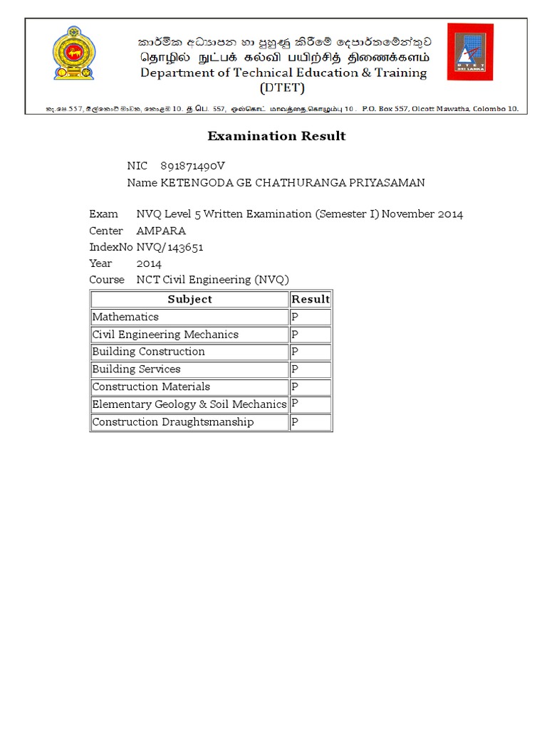 NVQ Level 5 Written Examination