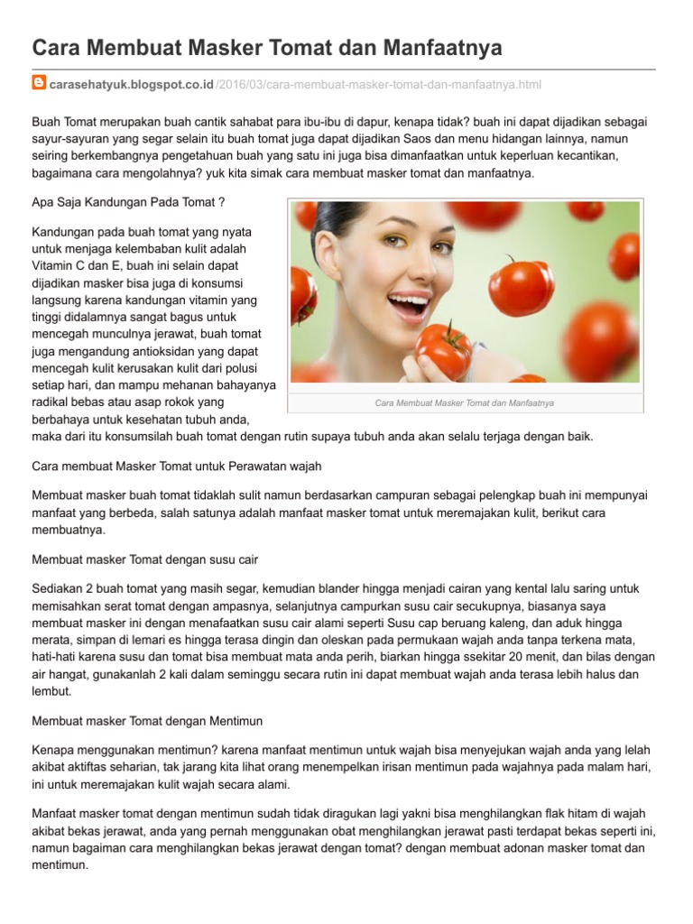 Cara Membuat Masker Untuk Menghilangkan Bekas Jerawat - Membuat Itu