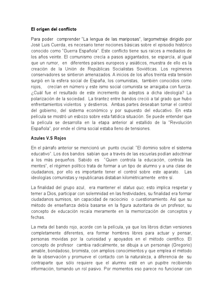 La Lengua De Las Mariposas Résumé