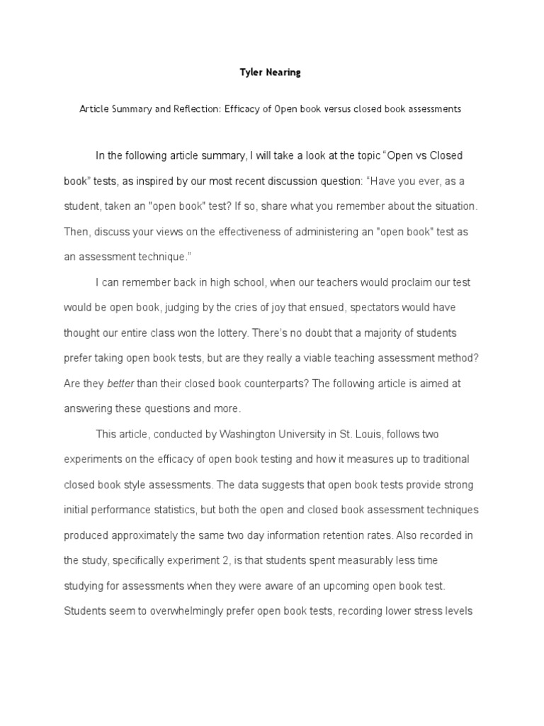 Open vs Closed Book Test Efficacy | PDF | Educational Assessment | Memory
