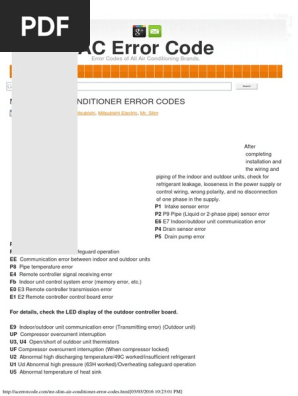 Mr Slim Air Conditioner Error Codes Air Conditioning Thermostat
