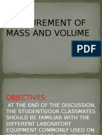 Measurement of Mass and Volume (Triple Beam Balance)