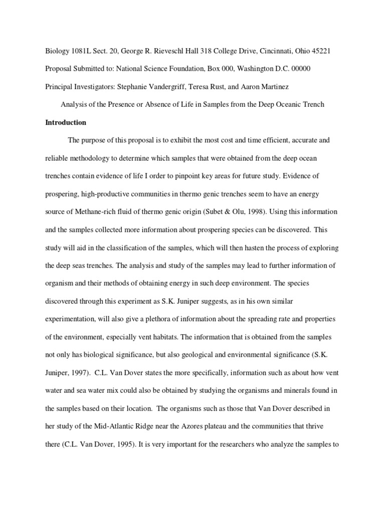 Biology Lab Project Dead or Alive Grant Proposal | PDF 