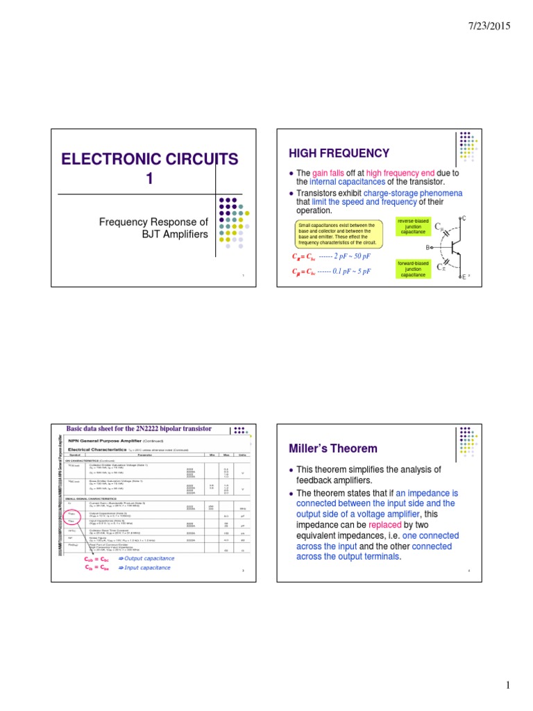 Freq Response of BJT Amplifier PDF Bipolar Junction Transistor