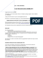 Handbuch Der Alternativmedien (Hdam) 2011: Öffentlicher Call For Papers - Bitte Weiterleiten