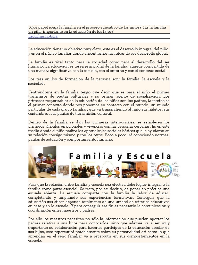 El papel de la familia en la educación | PDF | Familia | Adultos