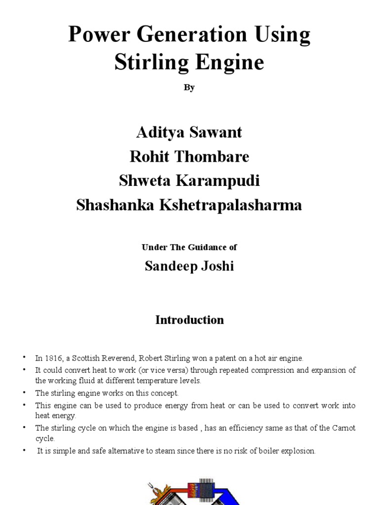 Power Generation with Stirling Engines | PDF | Cylinder (Engine) | Piston