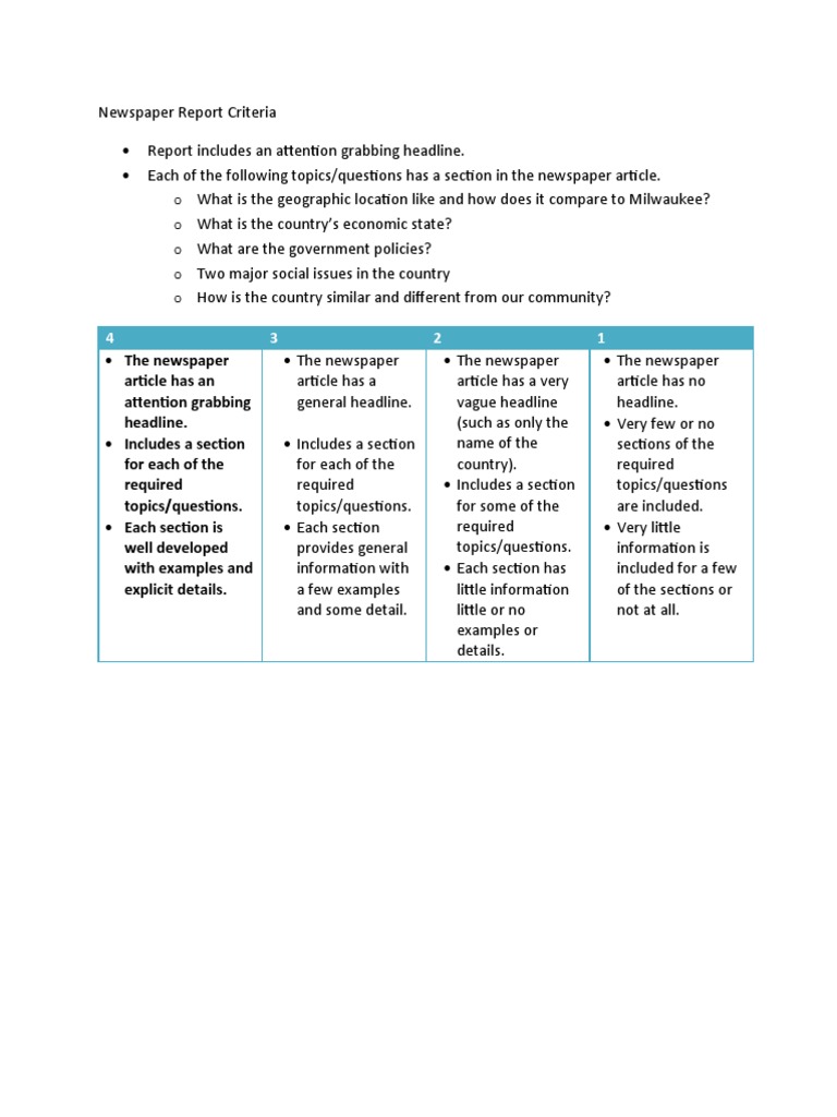 Newspaper Report Writing Guidelines | PDF