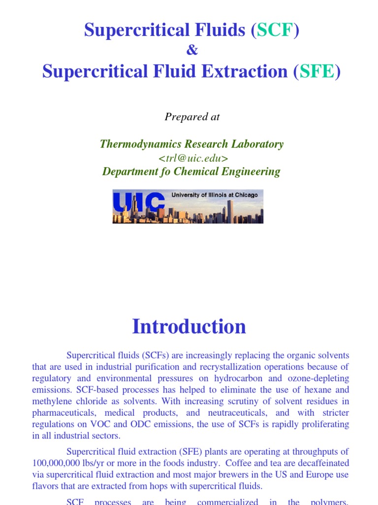 Supercritical Fluids Supercritical Fluid Extraction : SCF SFE | PDF ...