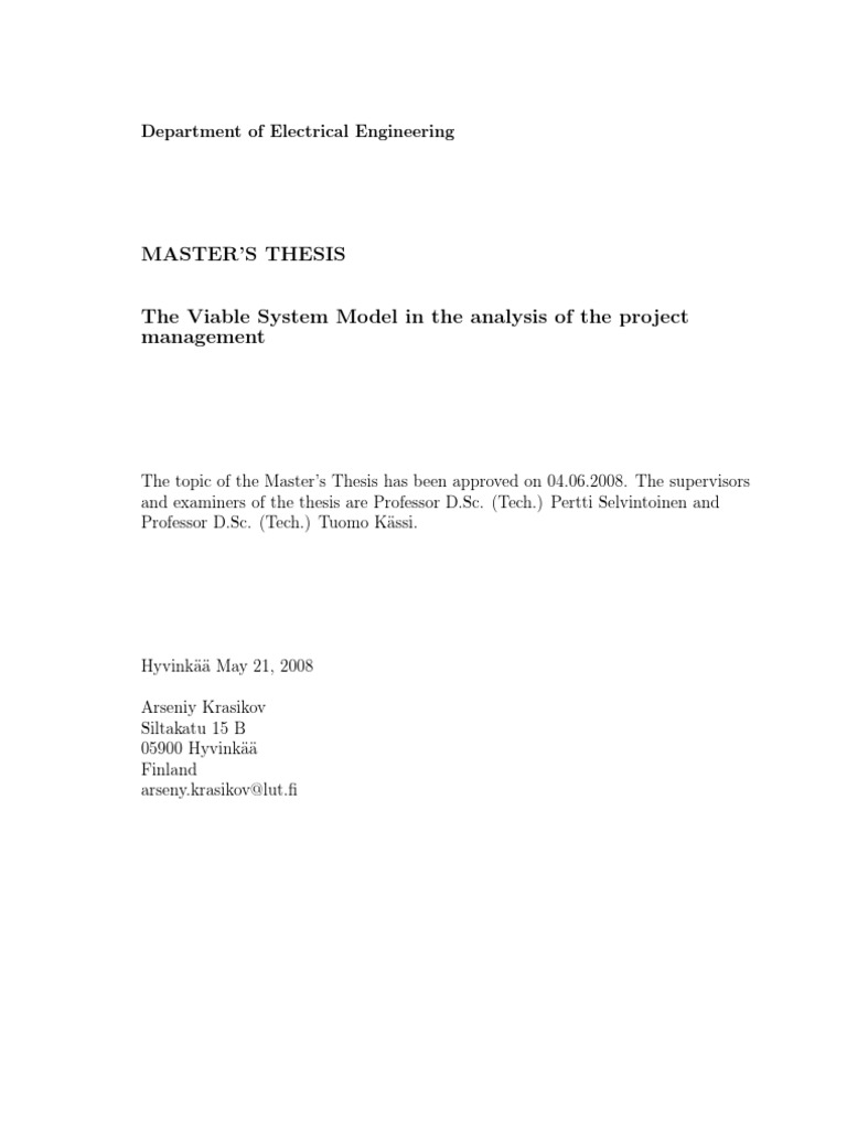 Viable System Model in Project Management | PDF | Cybernetics ...
