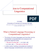 Introduction To Computational Linguistics: CS 5890 University of Colorado at Colorado Springs