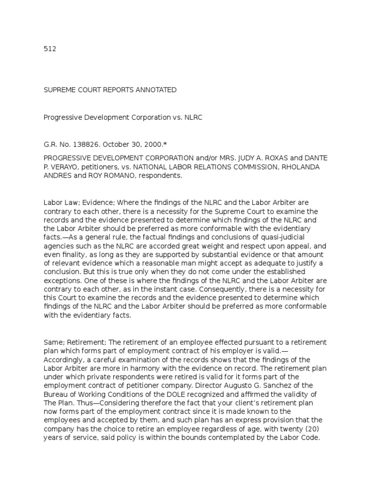 Progressive Development Corporation vs. NLRC, 344 SCRA 512 (2000 PDF