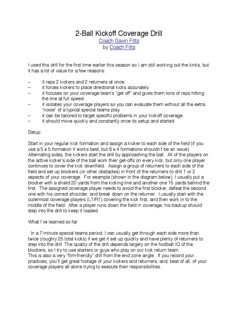 2-Ball Kickoff Coverage Drill Guide | PDF | History