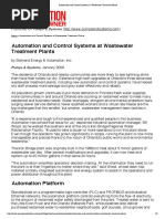 Automation and Control Systems at Wastewater Treatment Plants