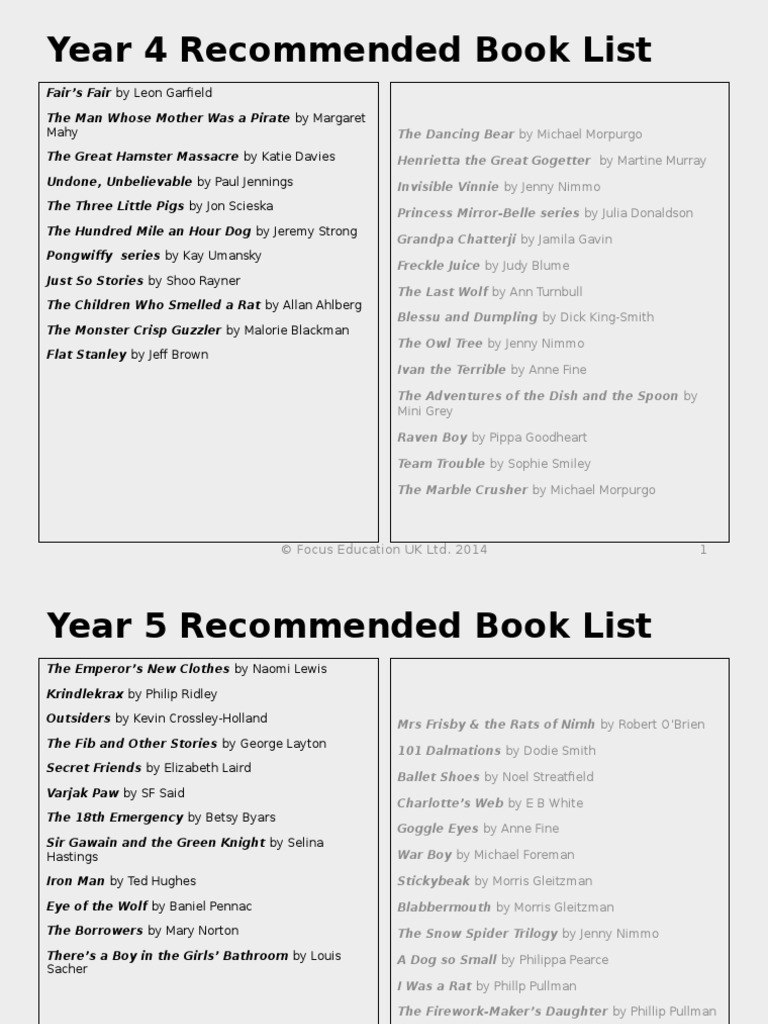 Book Lists PDF British Children's Literature Children