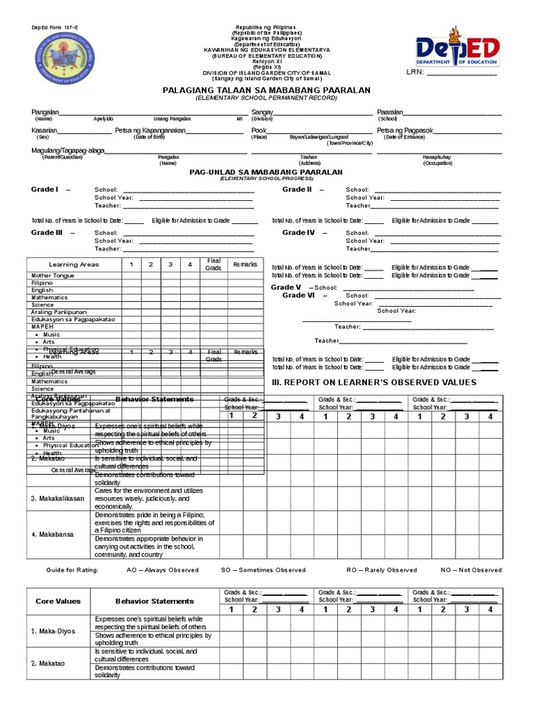 Form137 Enewformforelemdoc Value Ethics Cognition