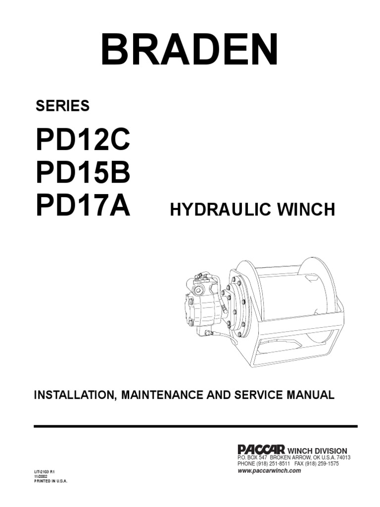 Braden PD Series Hydraulic Winch PDF Brake Valve