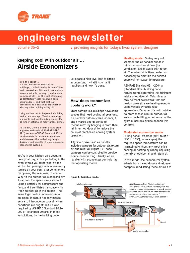 TRANE Airside Economizer PDF Hvac Air Conditioning