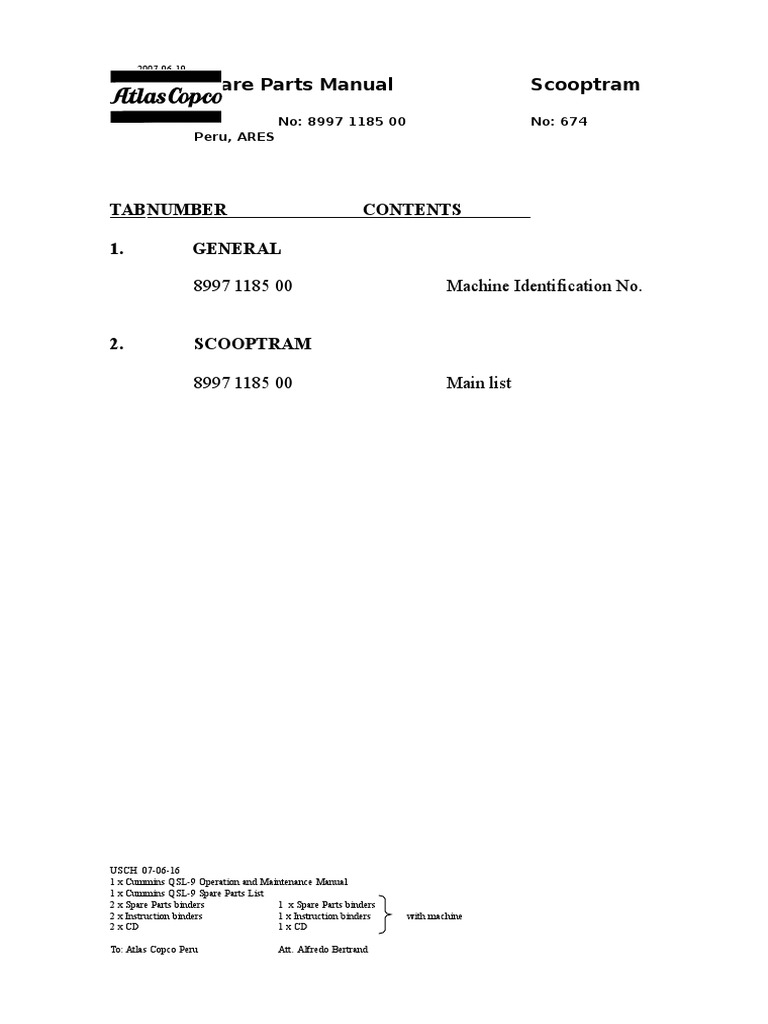 Spare Parts Manual Scooptram ST1030: 8997 1185 00 Machine ...
