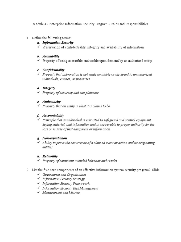 Enterprise Information Security Program - Roles and Responsibilities ...