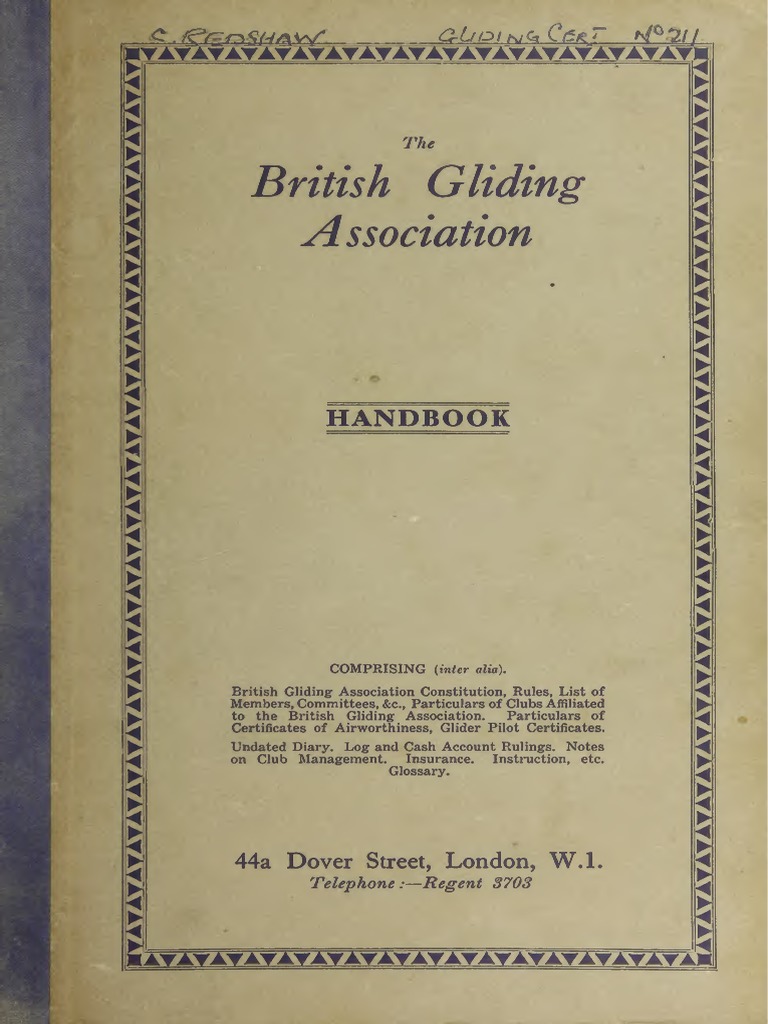 The British Gliding Association Handbook Gliding Glider (Sailplane)