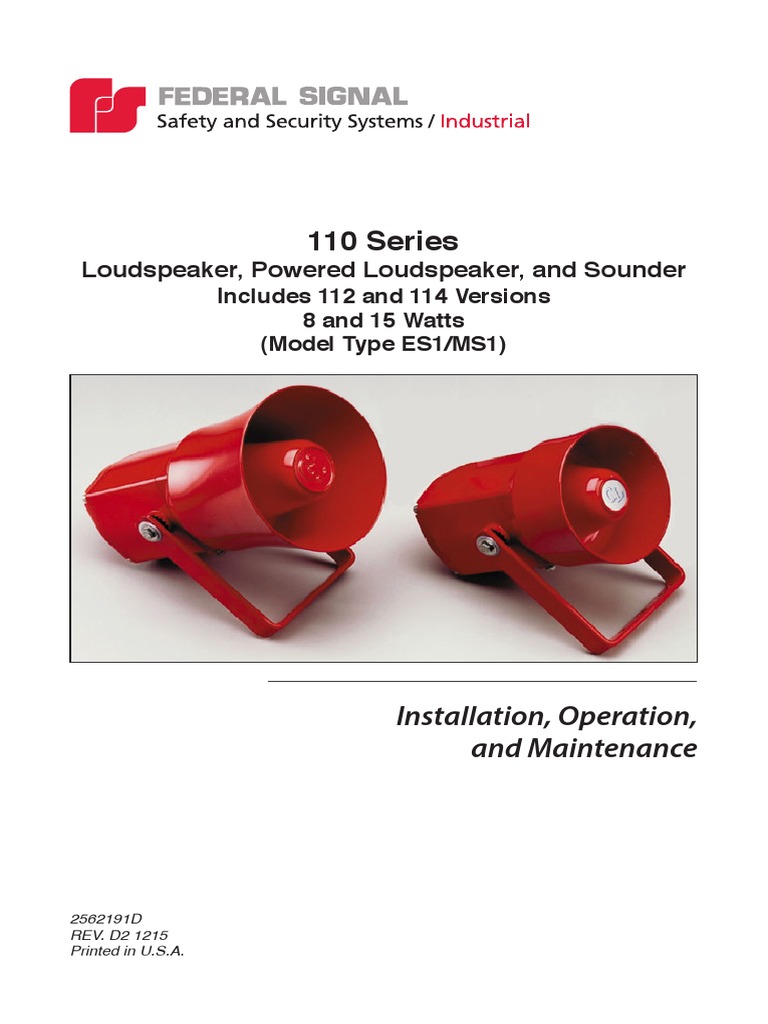 Federal Signalfire Horn Manual Loudspeaker Hertz