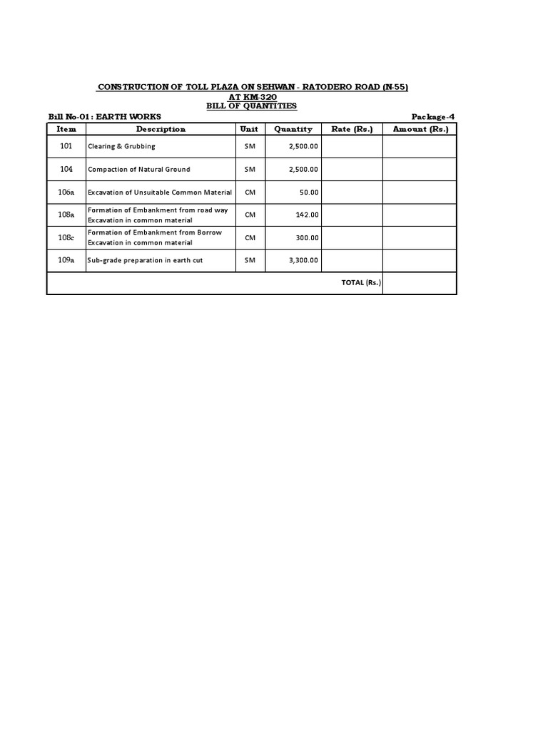 Toll Plaza Construction Bill of Quantities | PDF | Electrical Wiring ...