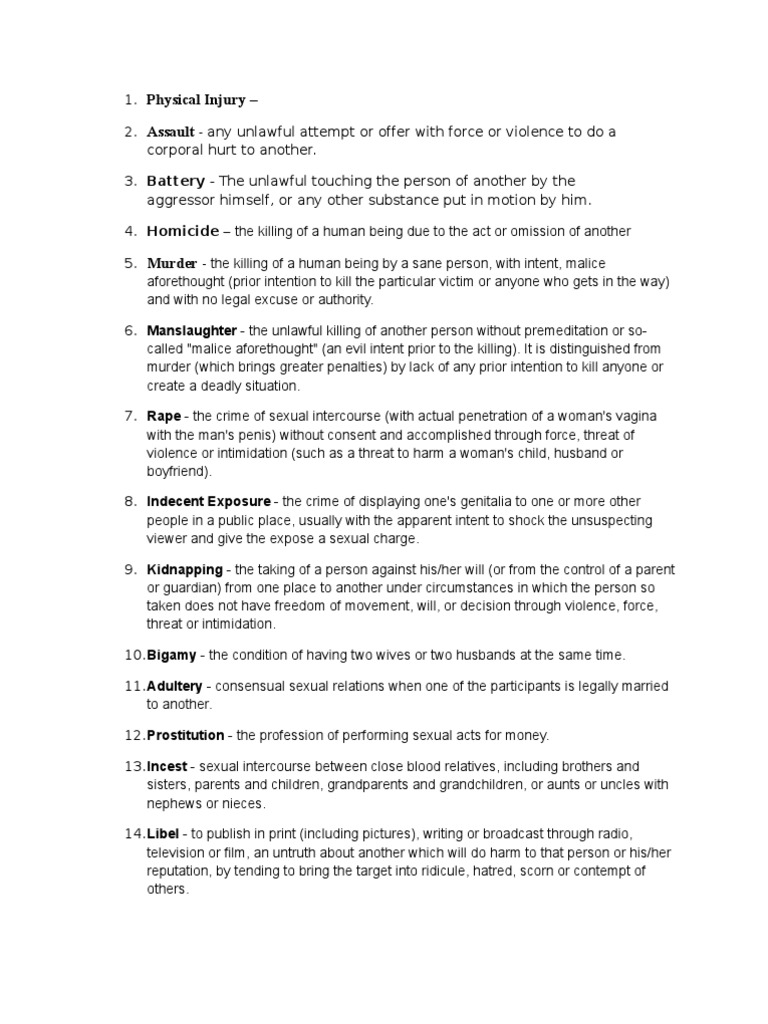 Overview of Criminal Offenses and Terms | PDF | Murder | Patent
