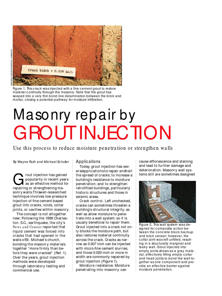 Repair by Grout Injection | PDF | Masonry | Mortar (Masonry)