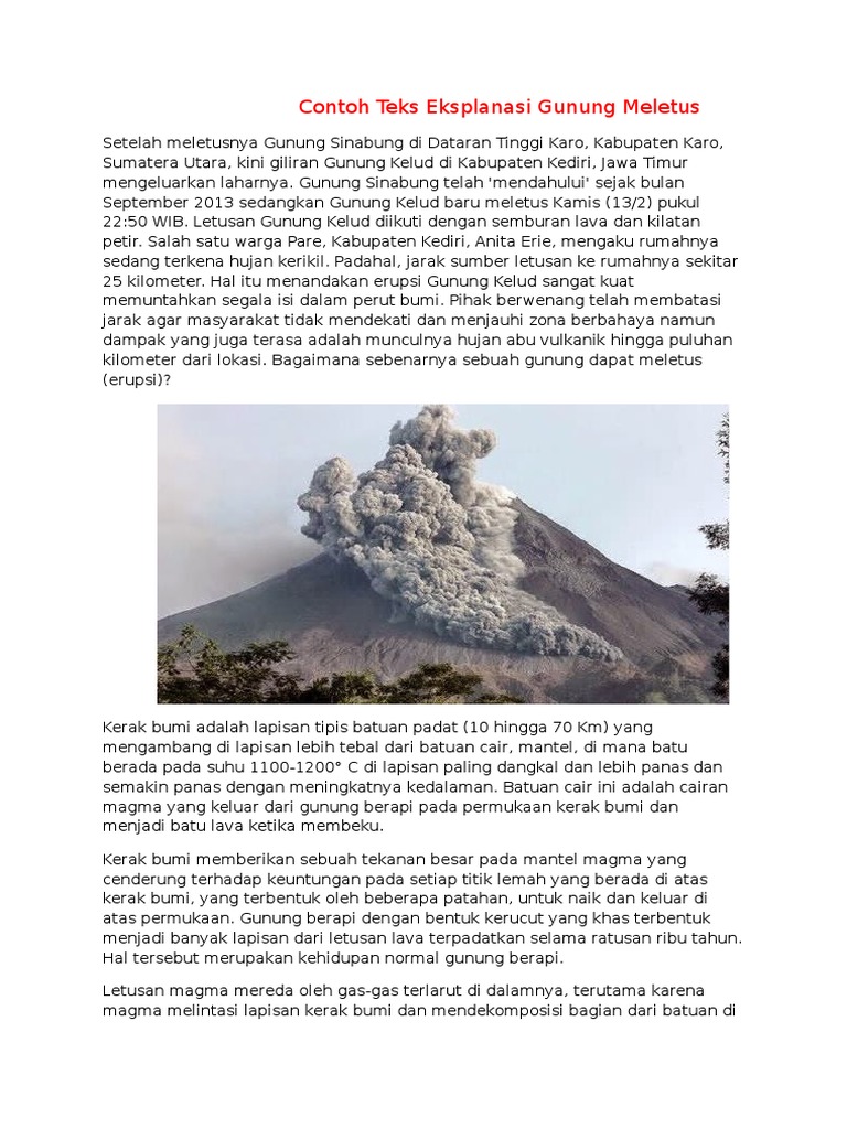 Contoh Teks Eksplanasi Gunung Meletus