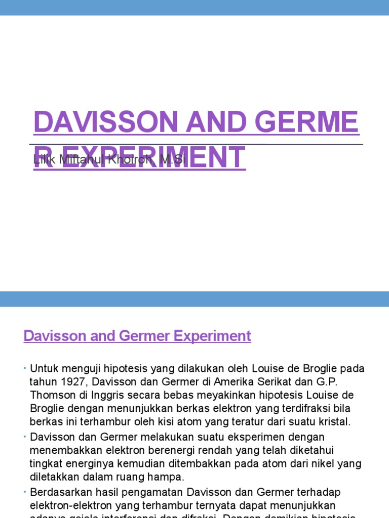 Davisson and Germer Experiment | PDF | Metode & Bahan Ajar | Sains ...
