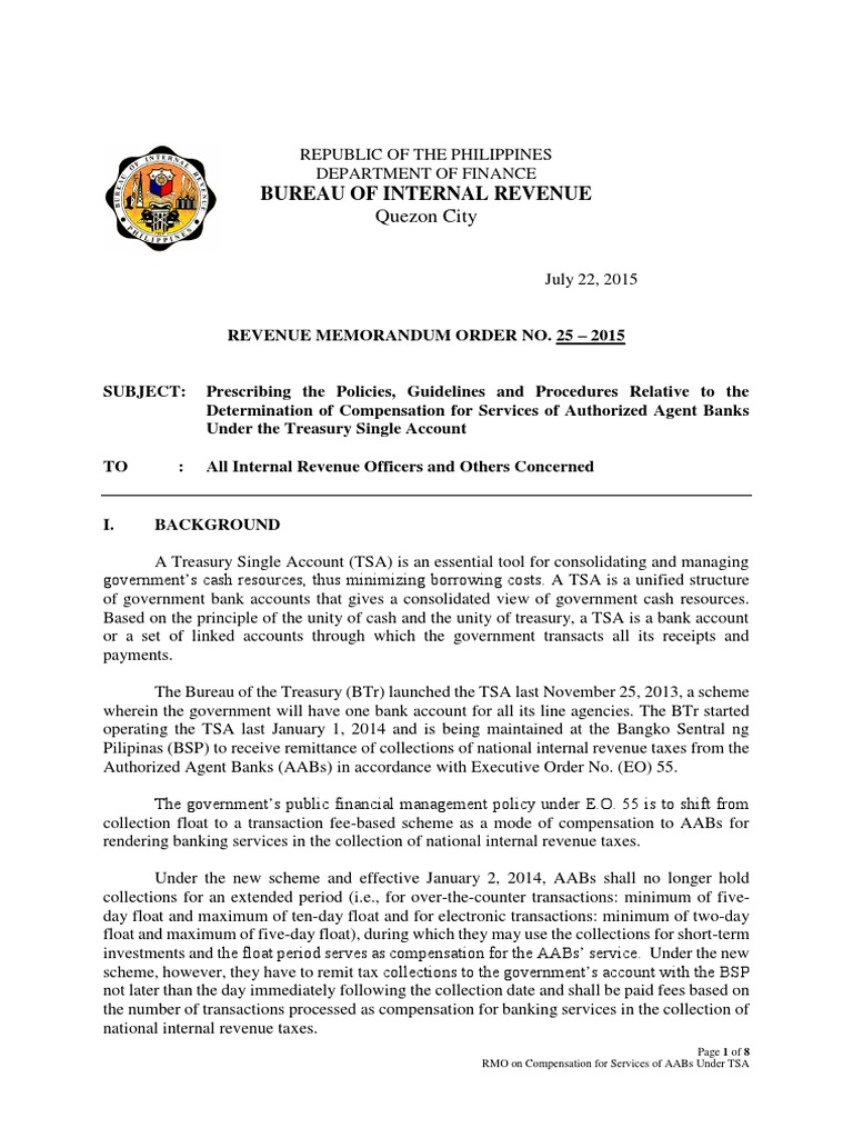 Policy on determining compensation fees for authorized agent banks