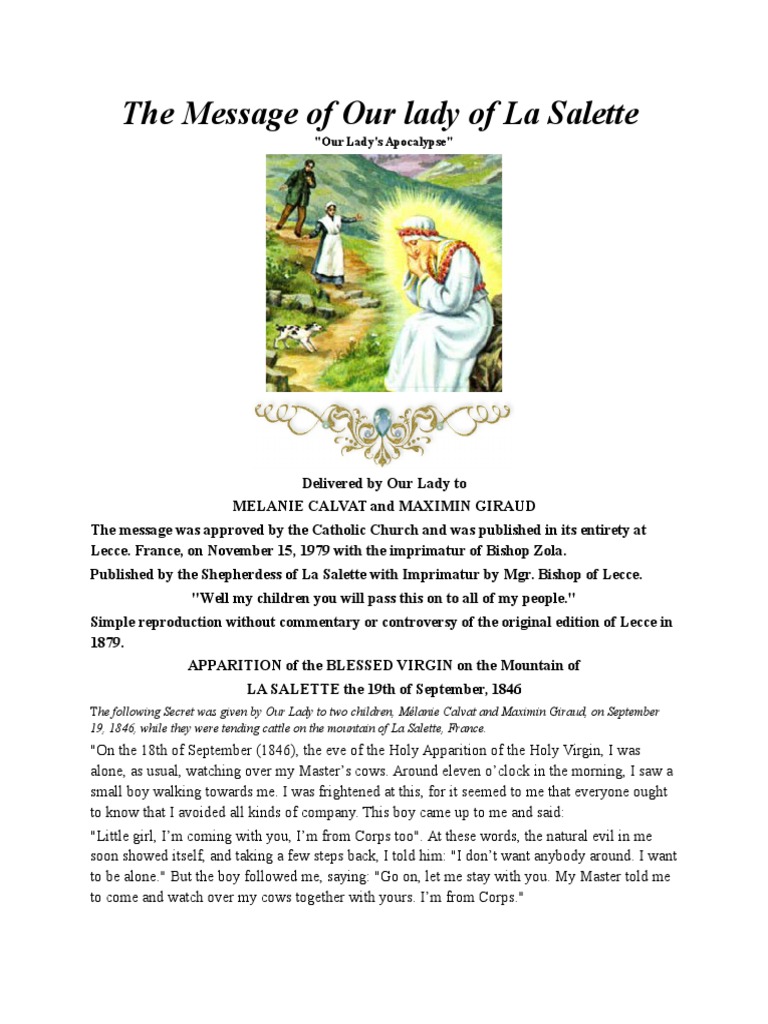 The Message of Our lady of La Salette Mythology Religious Behaviour