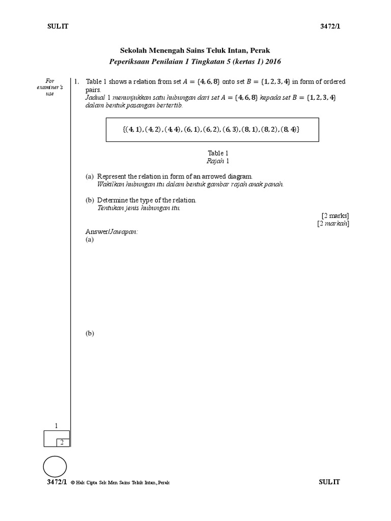 Soalan Matematik Tingkatan 2 Awal Tahun - Watch Chaos Season