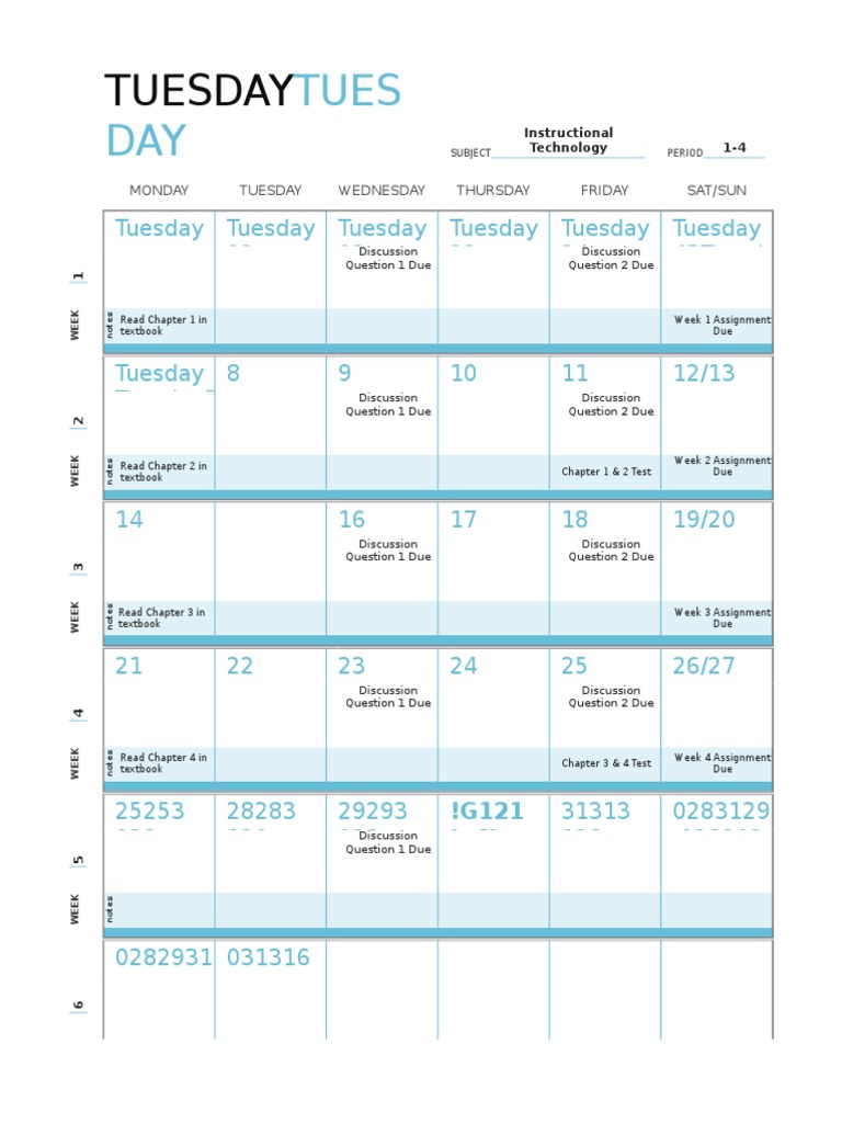 Weekly Instructional Technology Schedule | PDF