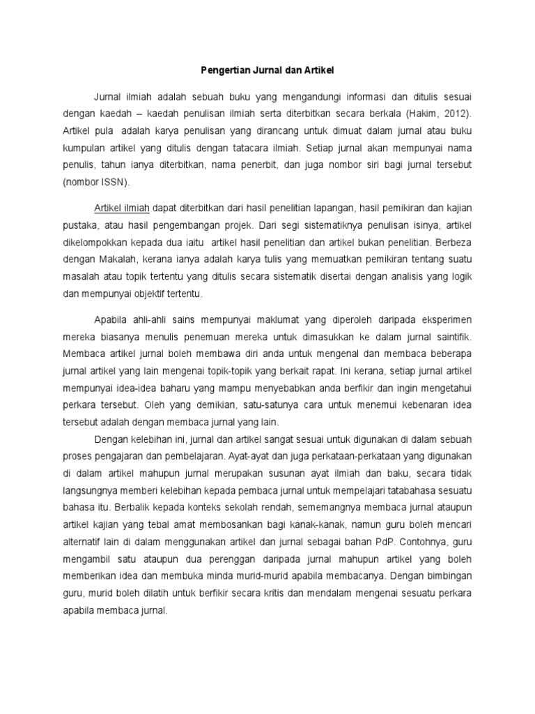 Pengertian Jurnal Dan Artikel