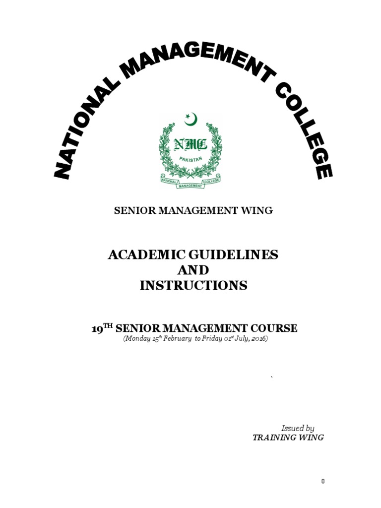 Senior Management Course Guidelines | PDF | Pakistan | Curriculum