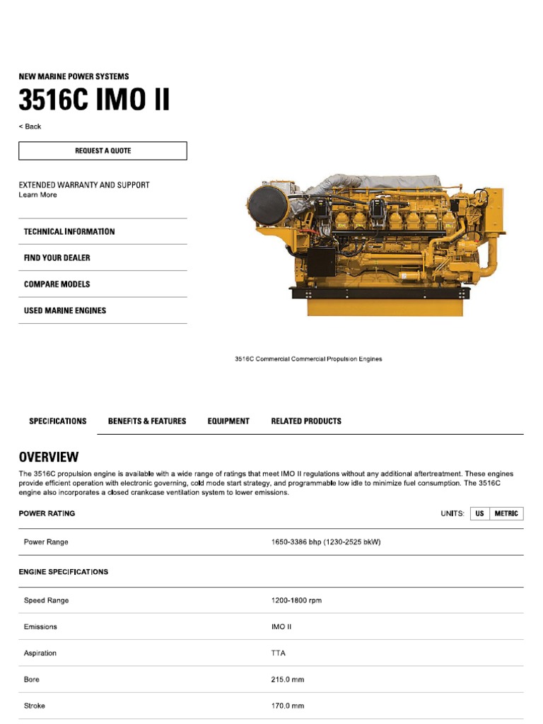 CATERPILLAR 3516 Spec