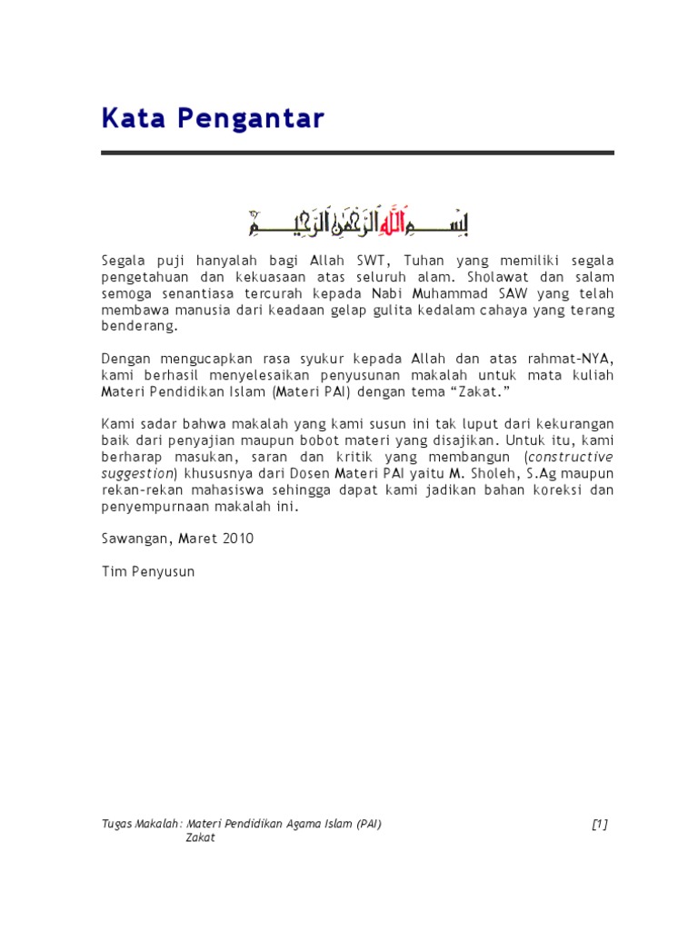 Makalah Zakat Profesi Dan Wakaf Tunai Contoh Makalah