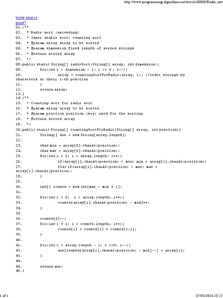 Radix Sort Algorithm in Java | PDF | Teaching Methods & Materials