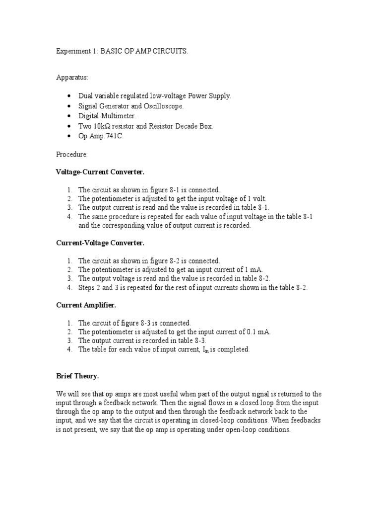 Exp 1 | PDF | Operational Amplifier | Amplifier