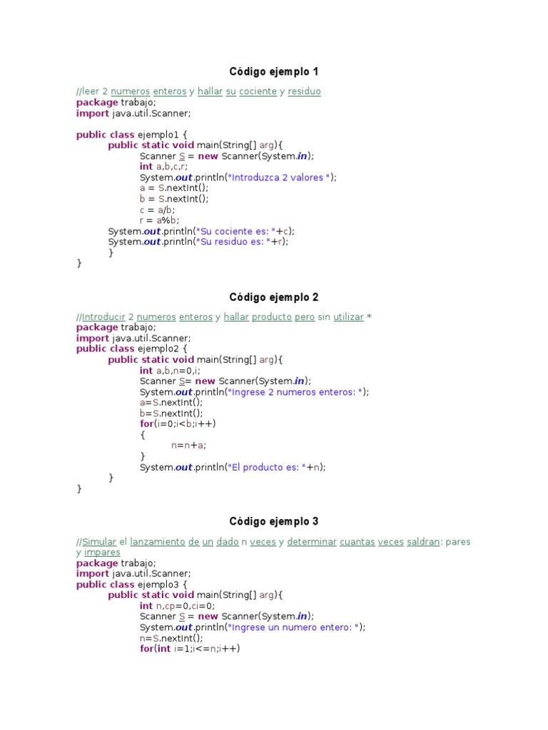 Codigos Java Ejemplos | PDF | Java (lenguaje de programación ...