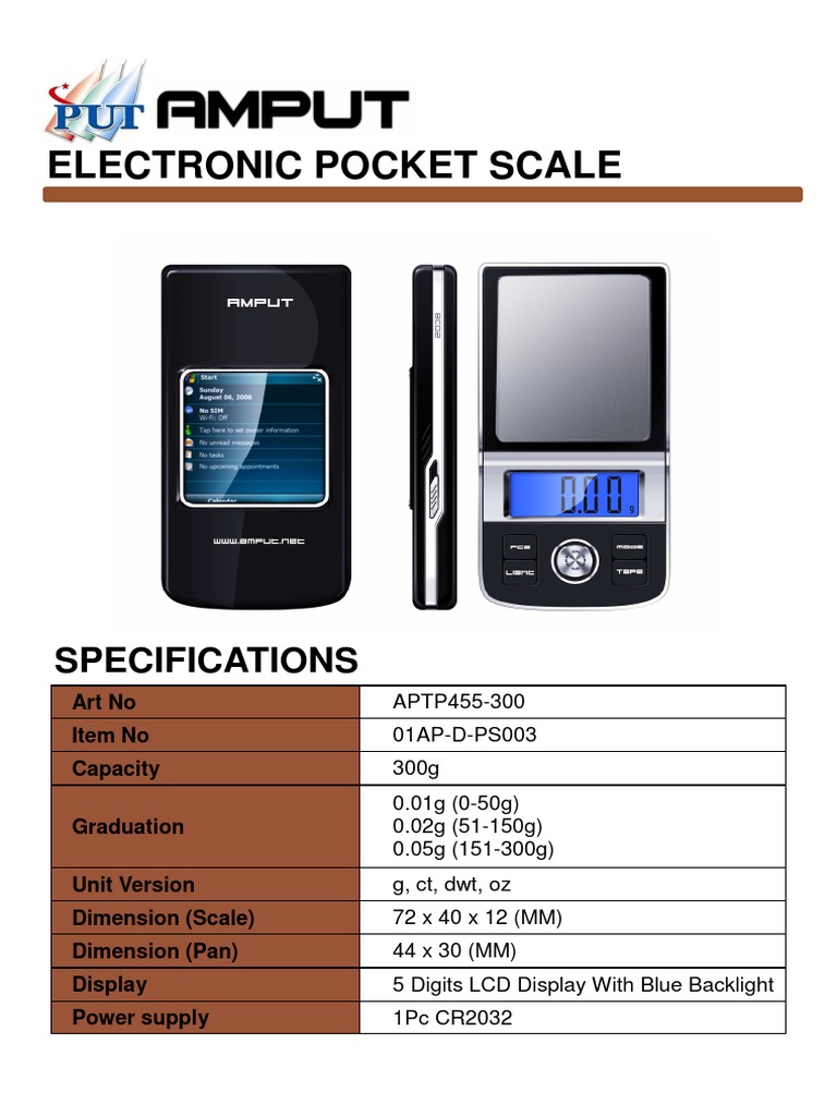 300g Electronic Pocket Scale Specs | PDF