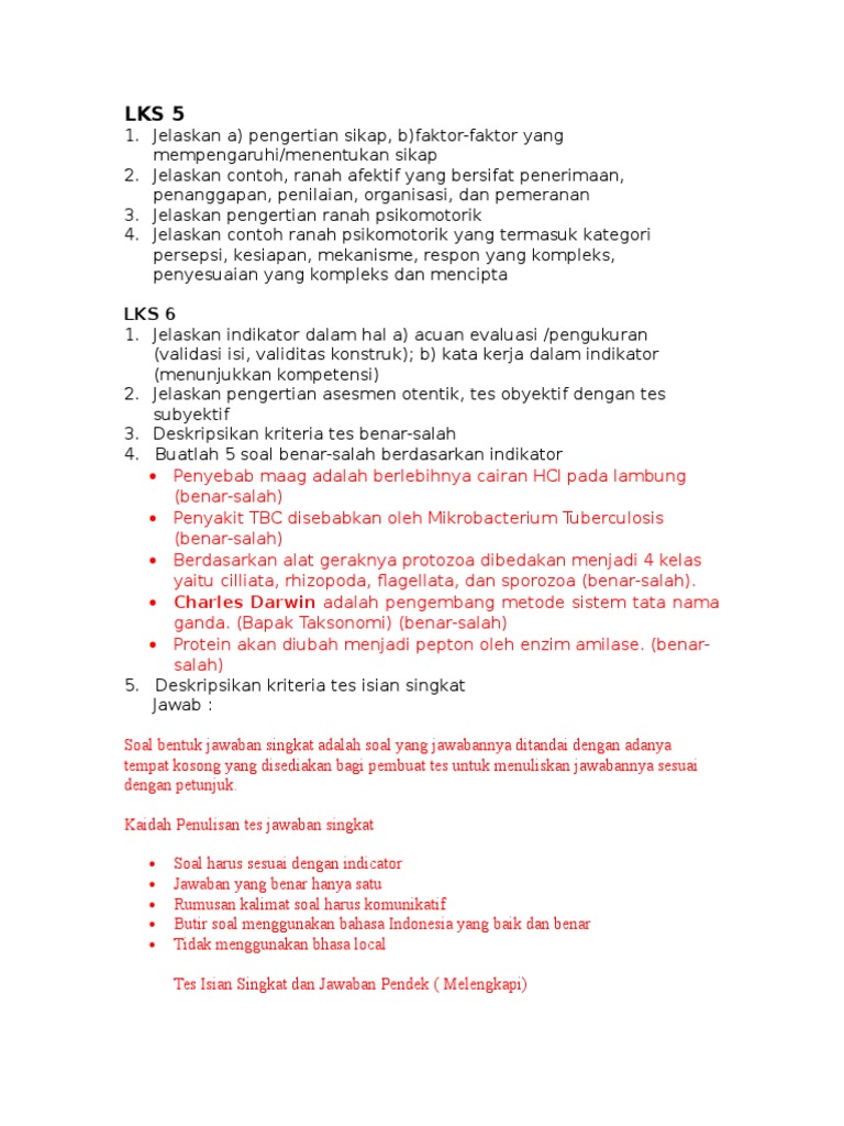 Lks 5 Dan 6 Asesmen Evaluasi