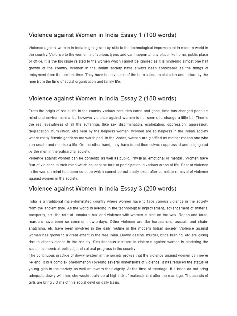 essay about violence against women