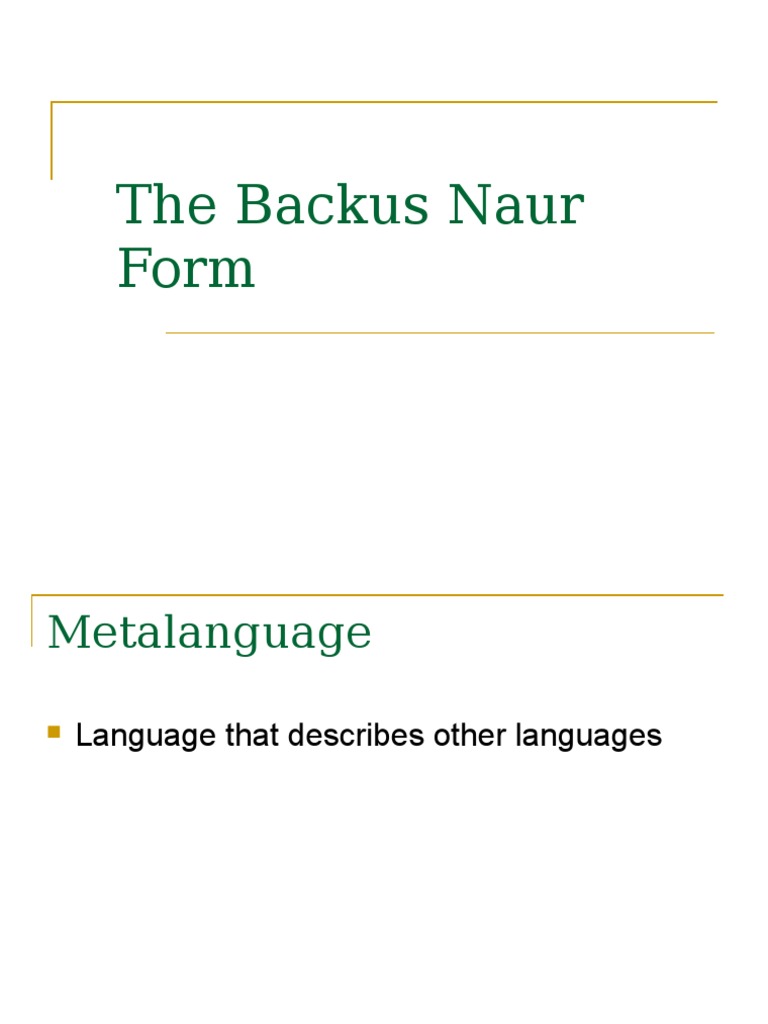 The Backus Naur Formoct19 Theoretical Computer Science Software