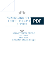 "Marks and Spencer Enters China" Case Report Mehmet Yucel Sevinc